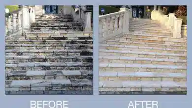 نظافت راه پله سنگی